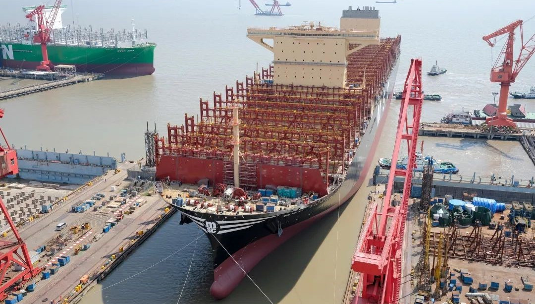 Shanghai docked the world’s largest container ship.